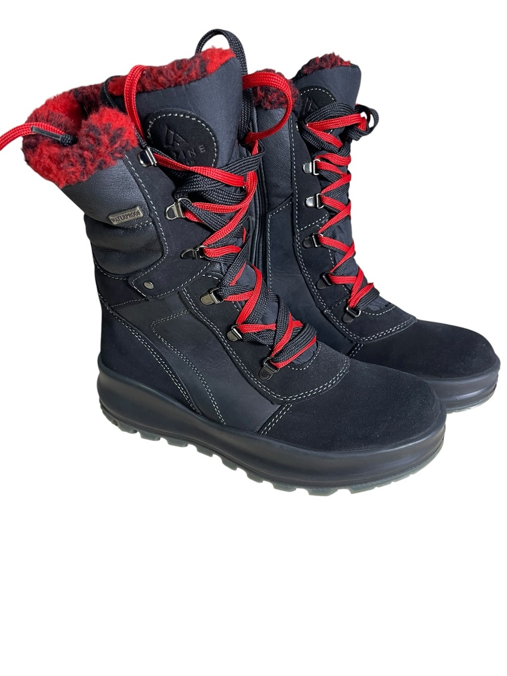 Alpine Design Women's Sofia Waterproof Winter Boots Black and Red. Size 9.5